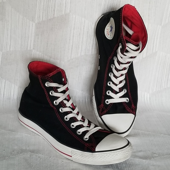 Converse Chuck Taylor All Star High Top Sneakers Black and Red Men's Size 10